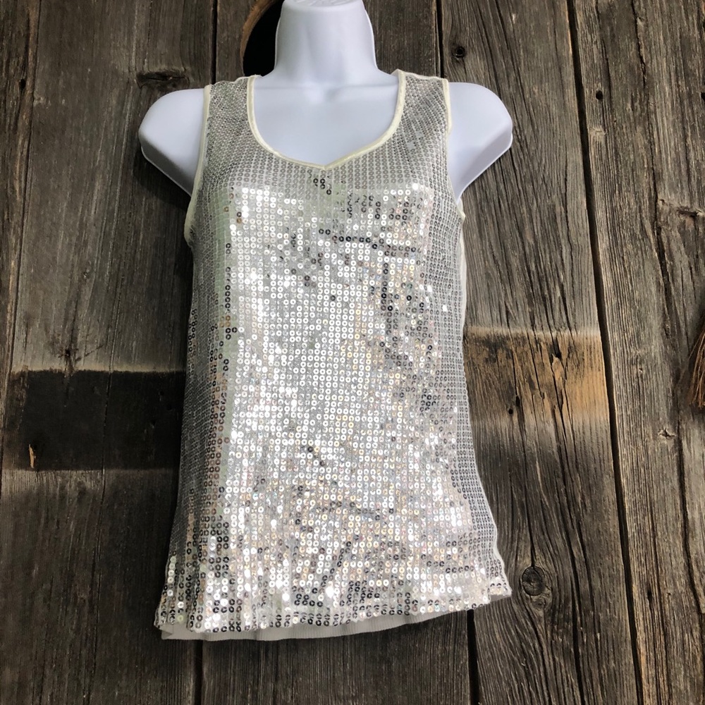 Silver Sequin Tank Top